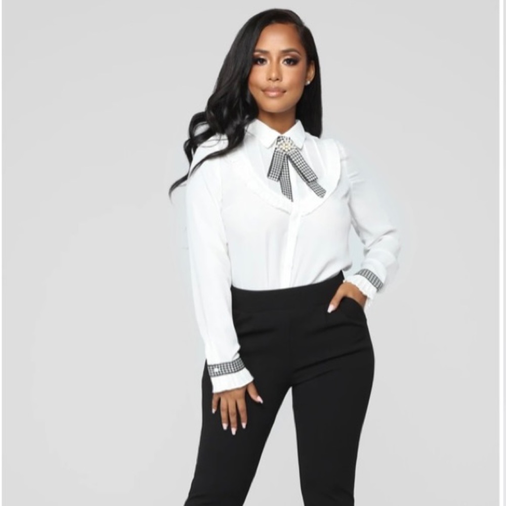 White Proper Attire Button Down Top